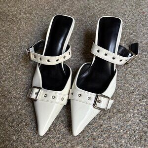 Women's White Mules